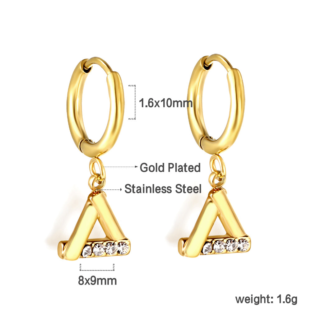 1.6x10mm circle with triangle white diamond stud earrings asonjewelry